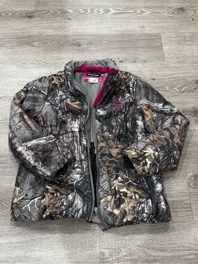 Realtree Women’s Camo Jacket XL Pink Lined Full Zip Hunting Outdoor Coat